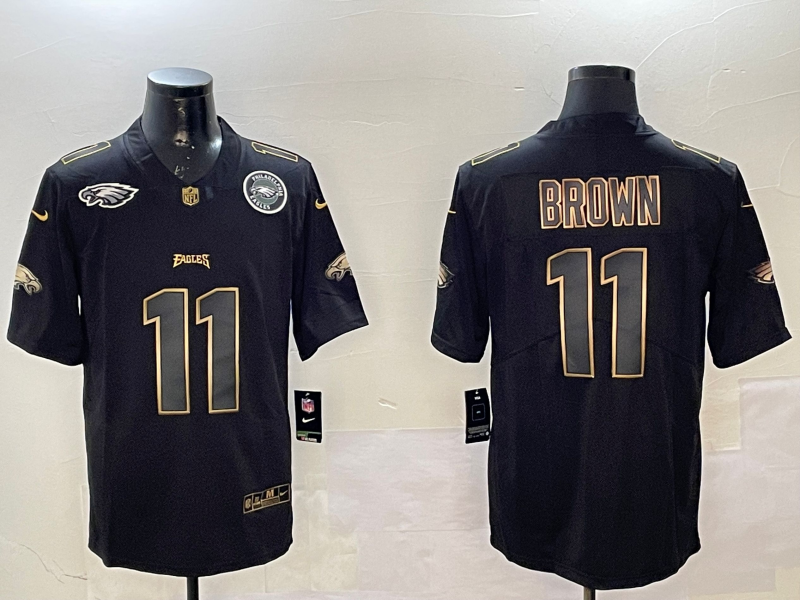 Men Philadelphia Eagles #11 Brown black 2025 Nike NFL jersey style 003